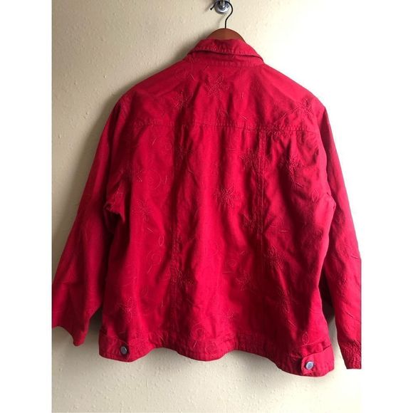 New Direction Womens Embroidered Jacket Solid Red Size 1X - Picture 7 of 12